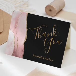 Rosa Achat Gold Glitter Dunkle Hochzeit Danke Karte