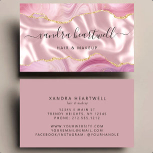 Rosa Achat Gold Glitter Luxus Stylist Visitenkarte