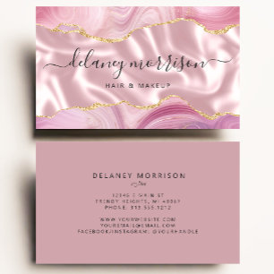 Rosa Achat Gold Glitter Luxus Visitenkarte