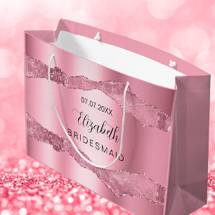 Rosa Achat-Name elegante Brautjungfer Große Geschenktüte