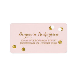 Rosa Adressetiketten mit Glitzer Confetti