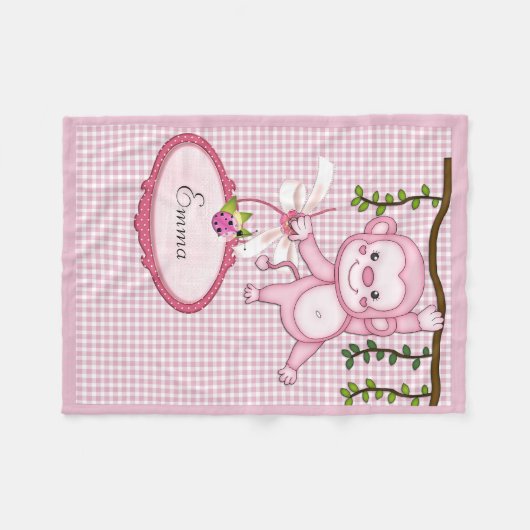 Rosa Affe Fleecedecke (Vorderseite (Horizontal))