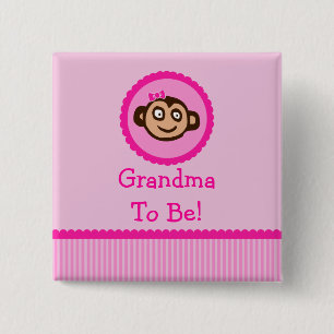 Rosa Affe "Großmutter, zum Babyparty-Knopf zu Button