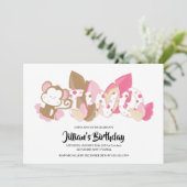 Rosa Affe zweite Geburtstagspartei Einladung (Stehend Vorderseite)