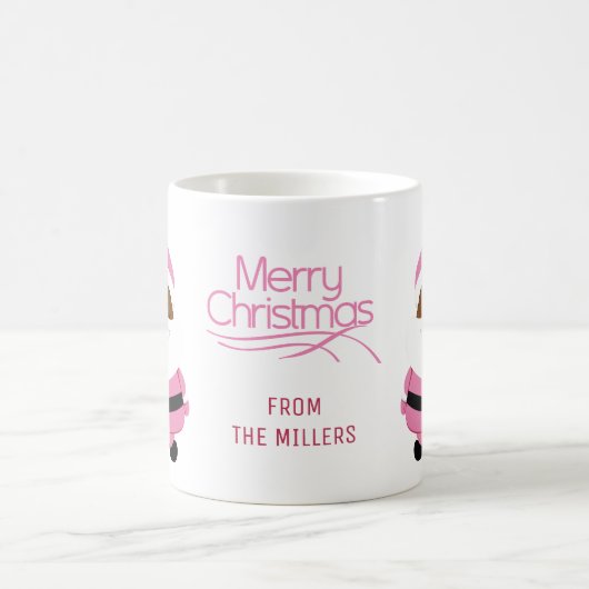 Rosa afroamerikanischer Weihnachtsmann Frohe Weihn Kaffeetasse (Mittel)