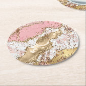 Rosa Agarve Marmor Rose Gold Glitzer Runder Pappuntersetzer (Angewinkelt)