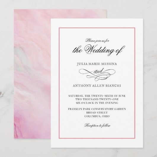 Rosa Agate Einfache Elegante Einladung (Vorne/Hinten)