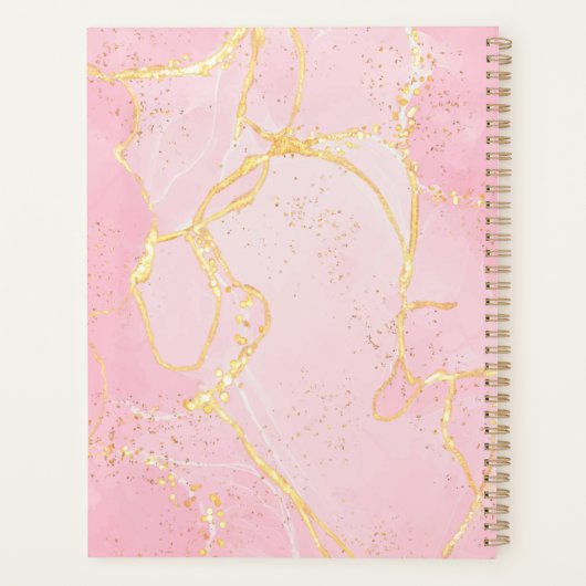 Rosa Agate Geode Greenery Monogram Name 2023 Planer (Rückseite)