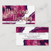 Rosa Agate Geode Stone Rose Gold Massage Therapeut Visitenkarte (Vorne/Hinten)