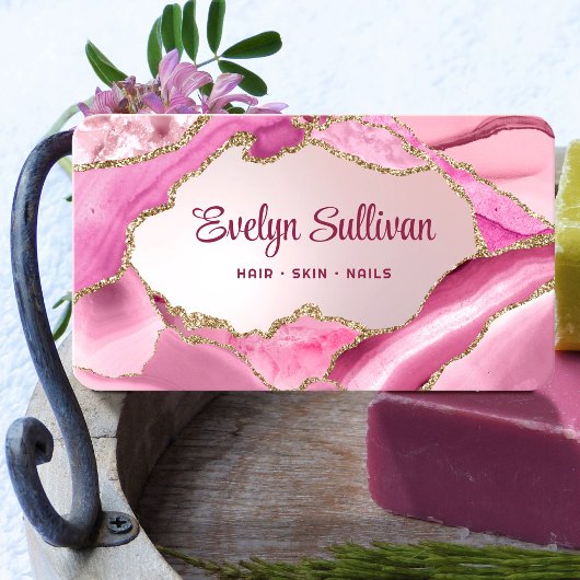 Rosa Agate Imitats Foil Visitenkarte