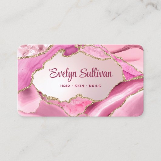 Rosa Agate Imitats Foil Visitenkarte (Vorderseite)