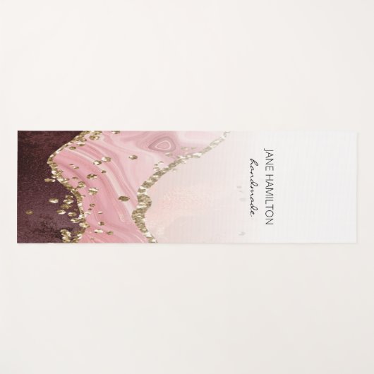 Rosa Agate Marble Glitzer Übung Mat Yogamatte (Vorderseite (Horizontal))