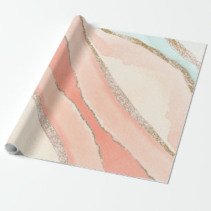 Rosa Agate Turquoise Gold Elegante Moderne Geschenkpapier