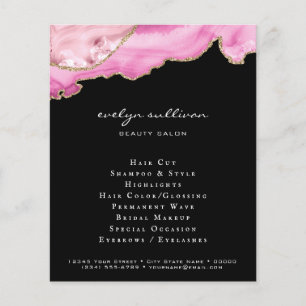 Rosa Age auf schwarzem Schönheitssalon Flyer