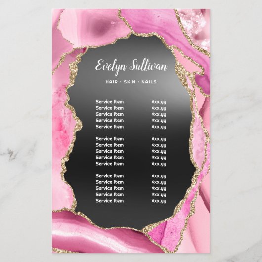 Rosa-Age-Preisliste für schwarze Folie Flyer (Vorne)