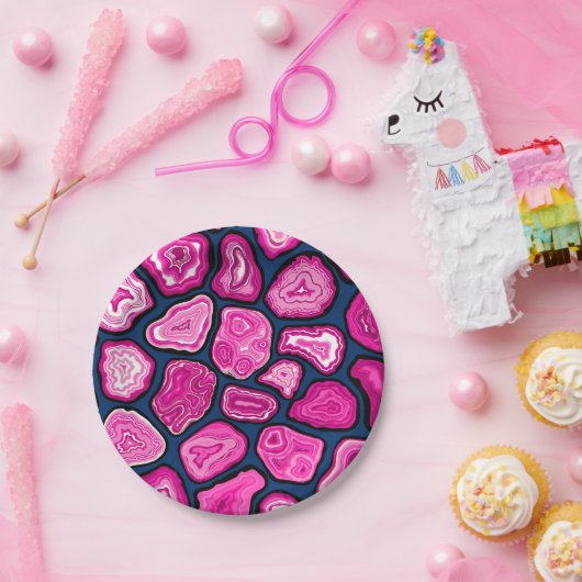 Rosa Ageratscheiben Pappteller (Party)