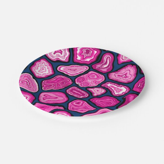 Rosa Ageratscheiben Pappteller (Schrägansicht)