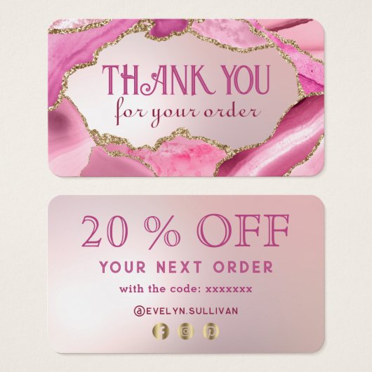 Rosa-agierte Imitate-Folie Discount-Karte (Vorne & Hinten)