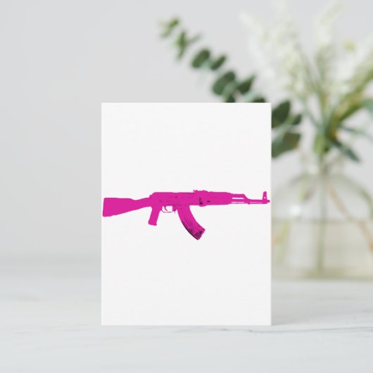 Rosa AK-47 Postkarte (Stehend Vorderseite)