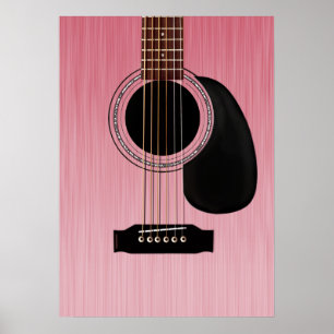 Rosa-Akustik-Gitarre Poster
