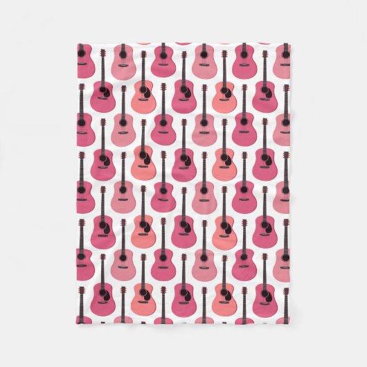 Rosa Akustikgitarre-Muster Fleecedecke (Vorderseite)