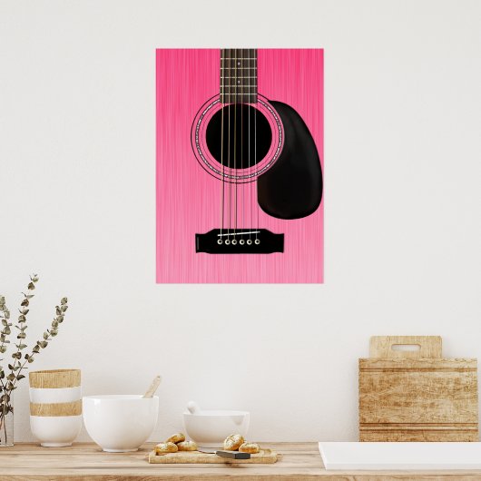 Rosa Akustikgitarre Poster (Küche)