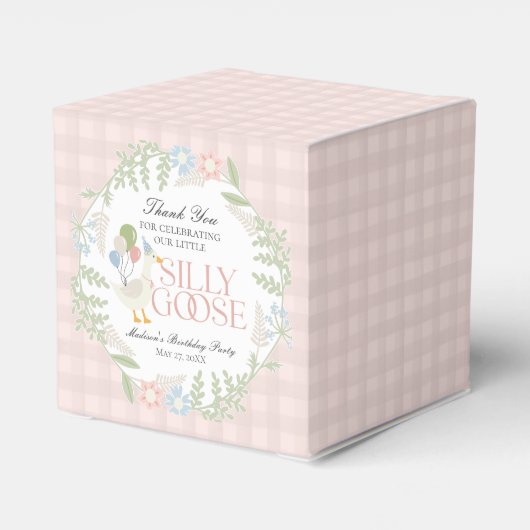 Rosa Albern Gänse Floral Gingham Birthday Geschenkschachtel (Rückseite)