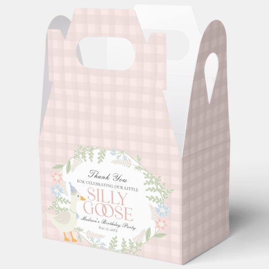 Rosa Albern Gänse Floral Gingham Birthday Geschenkschachtel (Offen)