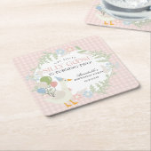 Rosa Albern Gänse Floral Gingham Birthday Rechteckiger Pappuntersetzer (angewinkelt)