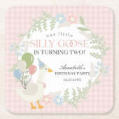 Rosa Albern Gänse Floral Gingham Birthday Rechteckiger Pappuntersetzer (Vorderseite)