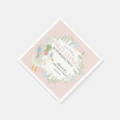 Rosa Albern Gänse Floral Gingham Birthday Serviette (Ecke)