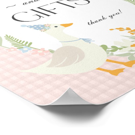 Rosa Albern Gänse Gingham Karten und Geschenke Poster (Ecke)