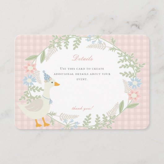 Rosa Albern Gingham Gingham Begleitkarte (Vorderseite)