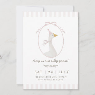 Rosa Alberne Gänse Erster Geburtstag Einladung