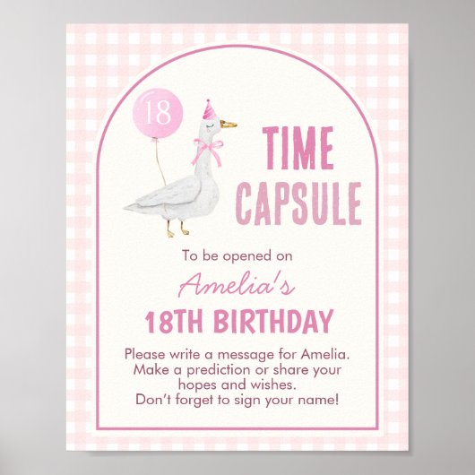 Rosa Alberne Gänse Geburtstag Kapselunterschrift Poster (Vorne)