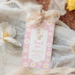 Rosa alberner Gans-Baby-Shower-Dankeschön-Anhänger Geschenkanhänger