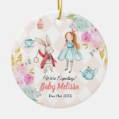 Rosa Alice, die wir von den Eltern erwarten Keramik Ornament (Vorne)