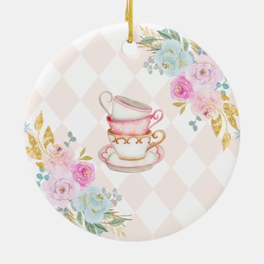 Rosa Alice, die wir von den Eltern erwarten Keramik Ornament (Hinten)