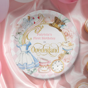 Rosa Alice im ONEderland-Mädchens erster Geburtsta Pappteller