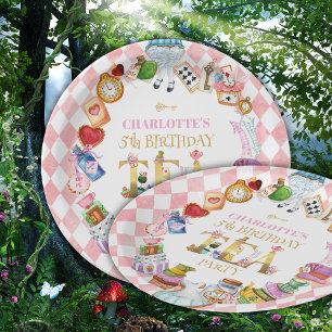 Rosa Alice im Wunderland 5. Geburtstag Pappteller