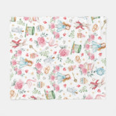 Rosa Alice im Wunderland Mad Hatter Girl Kinderzim Fleecedecke (Vorderseite (Horizontal))