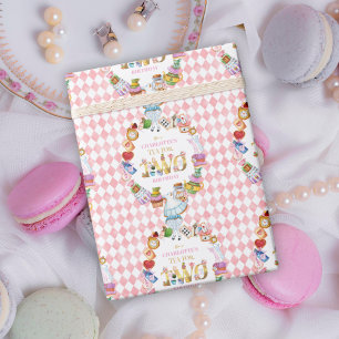 Rosa Alice im Wunderland Tee für zwei Geburtstag   Geschenkpapier