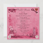 Rosa Alice im Wunderland-Tee-Party-Brautparty Einladung (Rückseite)