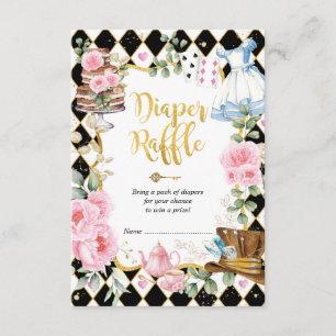 Rosa Alice im Wunderland Tee Party Windeln Raffle Begleitkarte