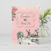 Rosa Alice Wonderland Tee Party Brautparty Einladung (Stehend Vorderseite)