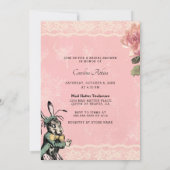 Rosa Alice Wonderland Tee Party Brautparty Einladung (Rückseite)