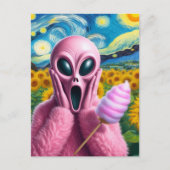 Rosa Alien Fine Art Parody Postkarte (Vorderseite)
