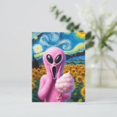 Rosa Alien mit Cotton Candy Sunflowers Postkarte (Stehend Vorderseite)