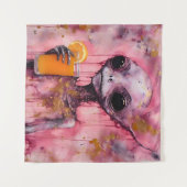 Rosa Alien mit einem Orangensaft Wandteppich (Vorderseite (Horizontal))