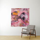 Rosa Alien mit einem Orangensaft Wandteppich (Beispiel (Horizontal))